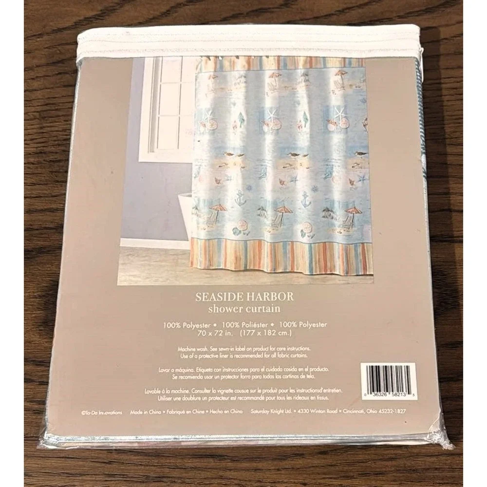 NEW Seaside Harbor Ocean Beach Seagulls Shells Umbrella Shower Curtain 70